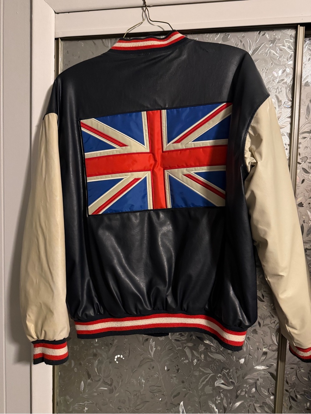 Navy and Cream Union Jack Varsity Jacket - Men's